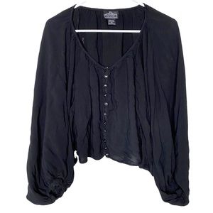 Angie Button Down Long Sleeve Scoop Neck Loose Fitting Women’s Medium